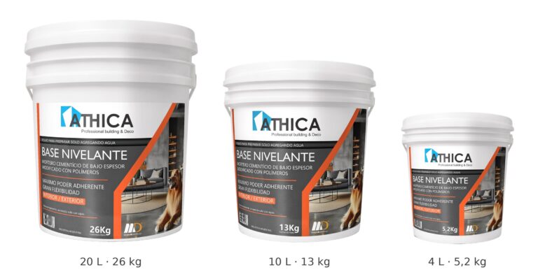 Athica Base Nivelante en baldes de 26 kg, 13 kg y 5,2 kg