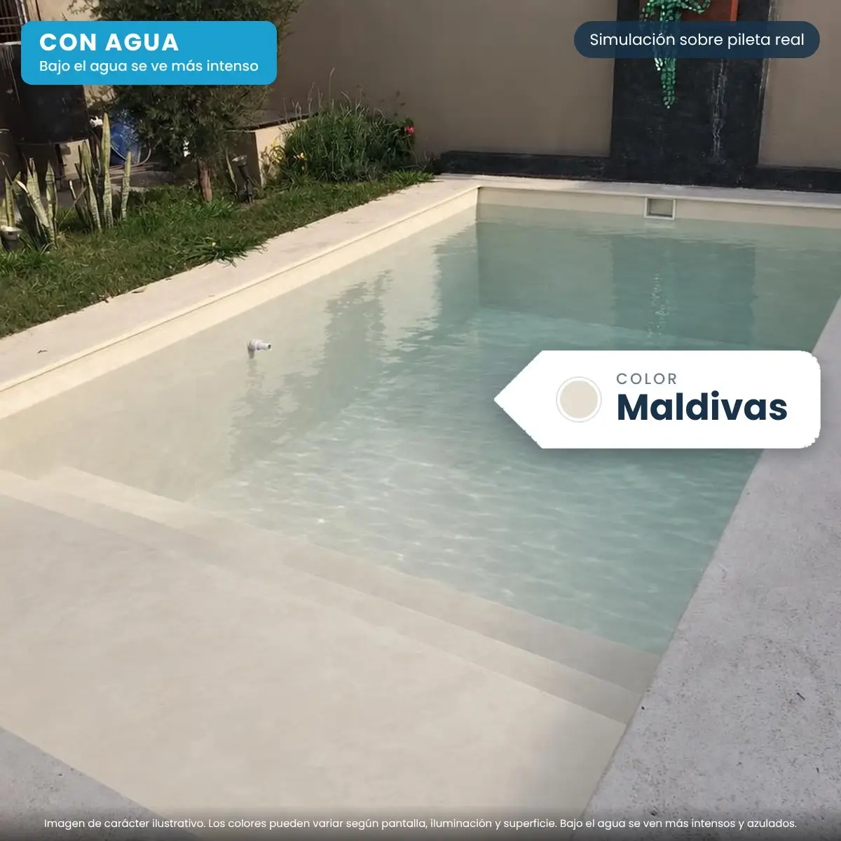 Piscina revestida con Micro Summer Maldivas, con agua Piscina revestida con Micro Summer Maldivas, con agua